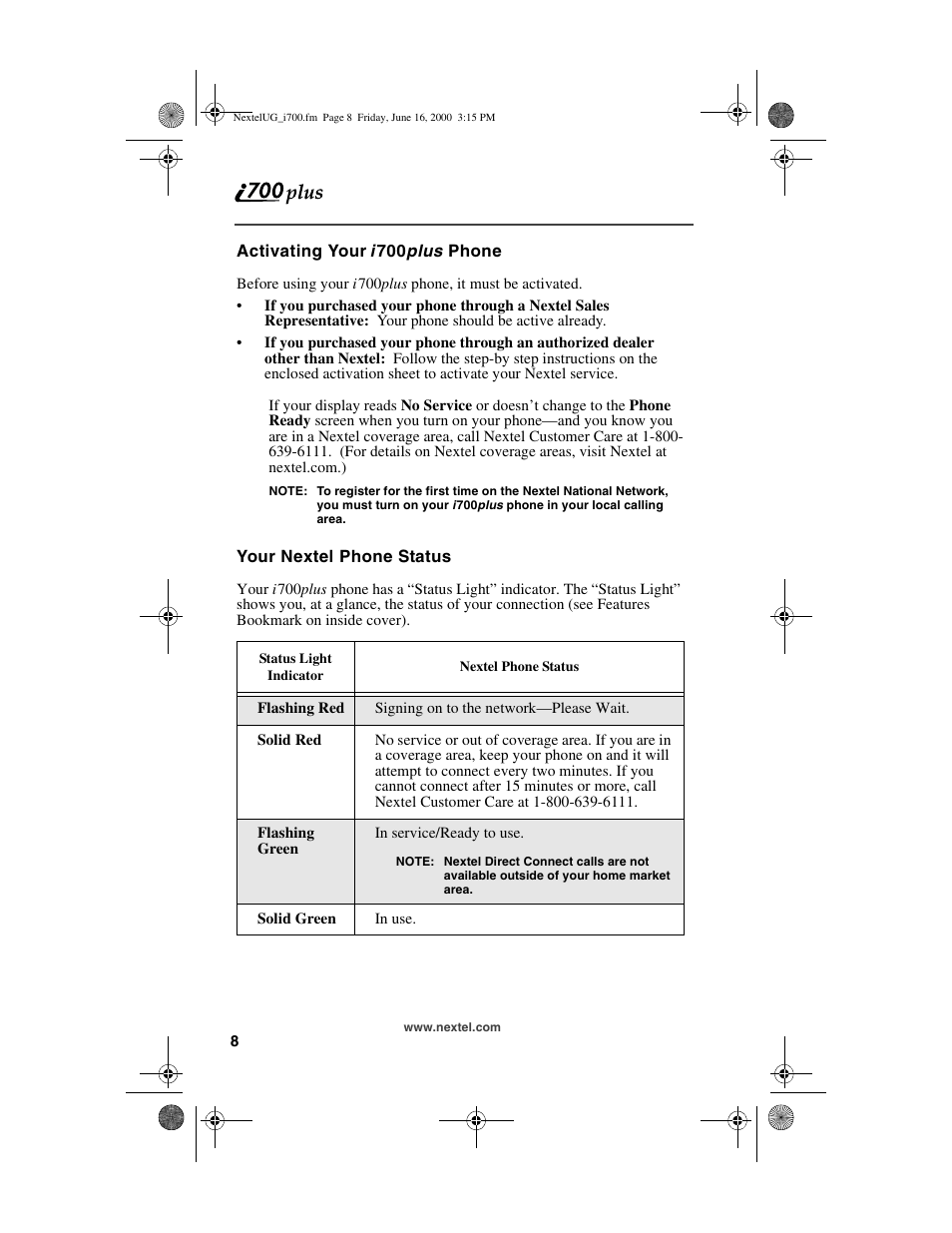 Nextel comm I700PLUS NTN9368-A User Manual | Page 16 / 140