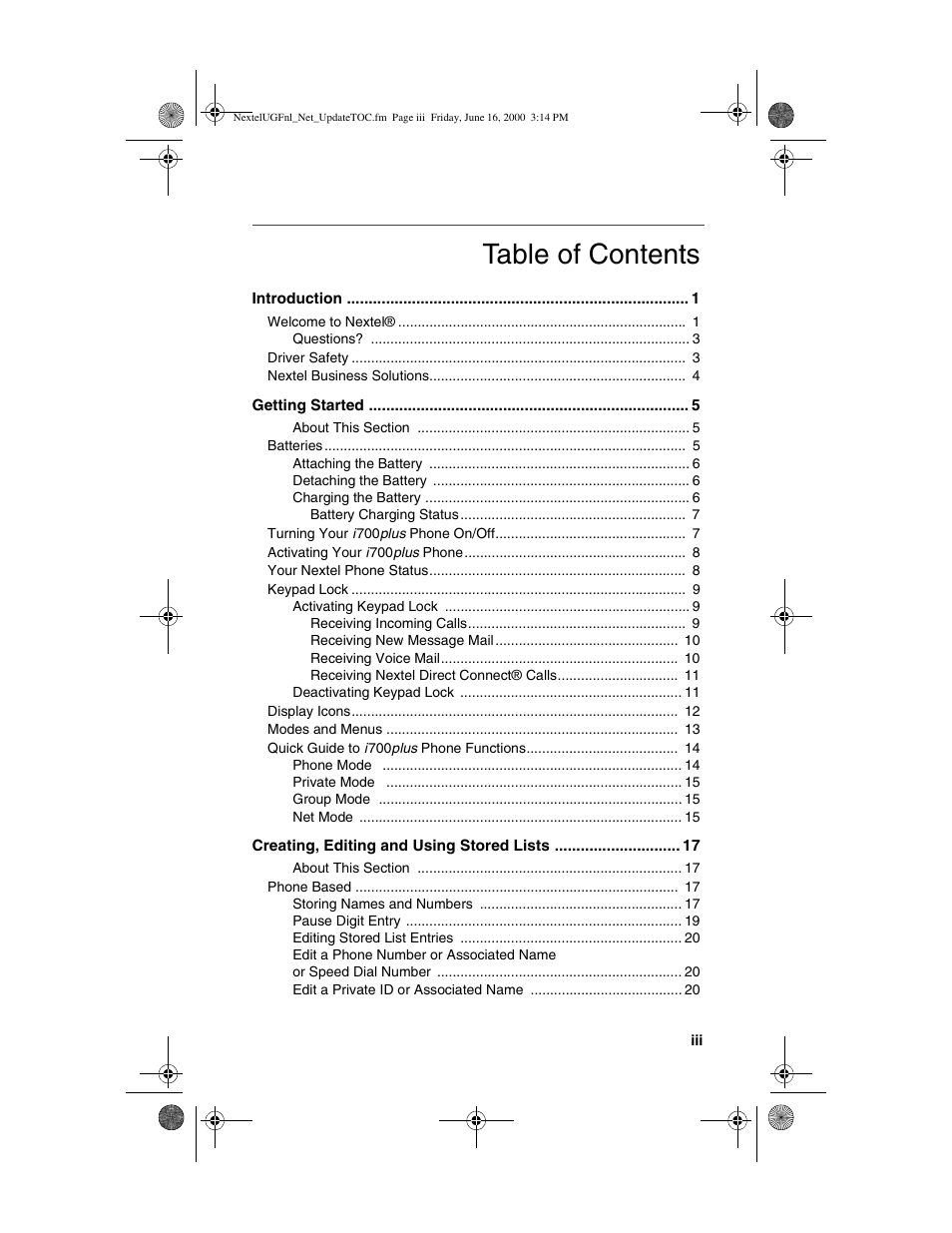 Nextel comm I700PLUS NTN9368-A User Manual | Page 3 / 140