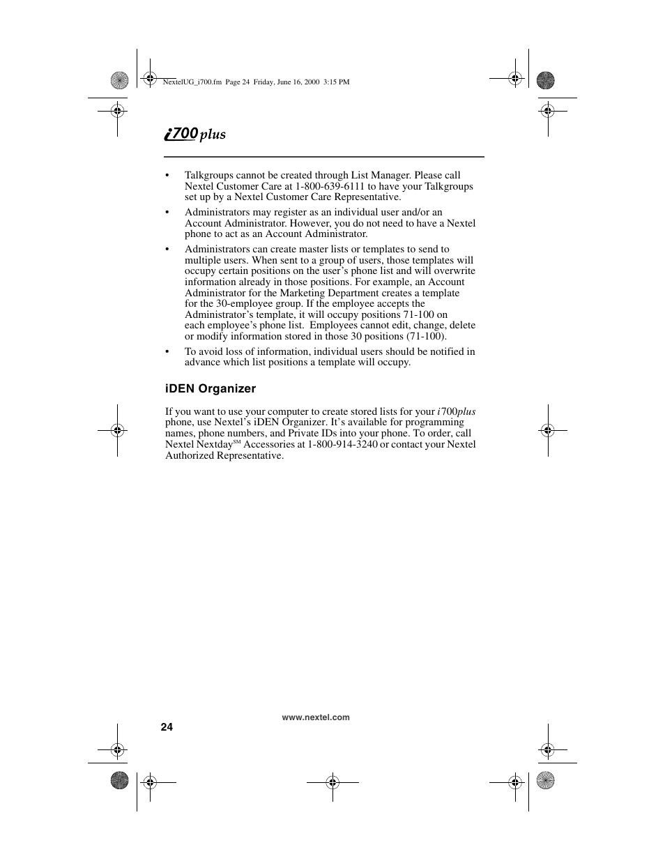 Nextel comm I700PLUS NTN9368-A User Manual | Page 32 / 140