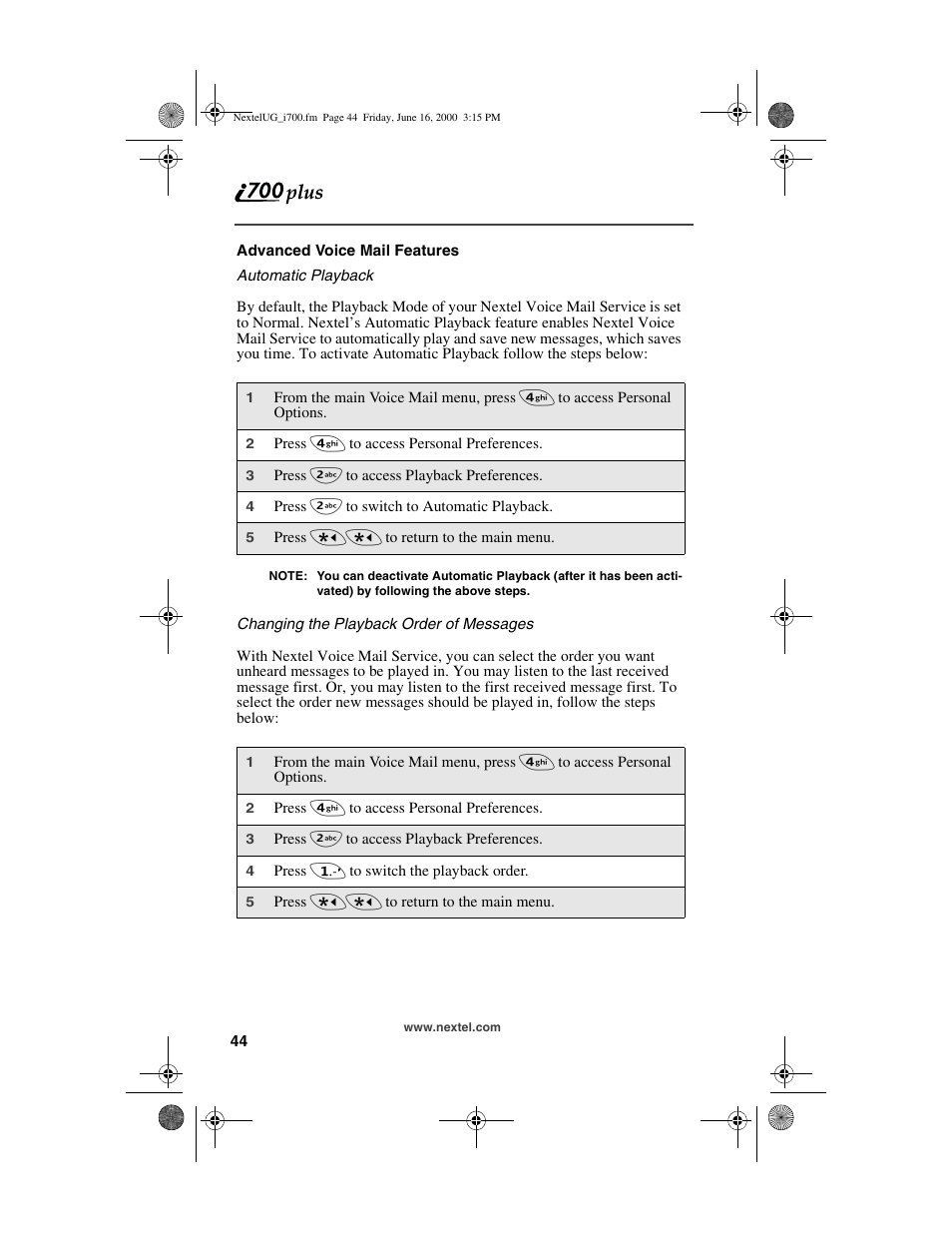 Nextel comm I700PLUS NTN9368-A User Manual | Page 52 / 140