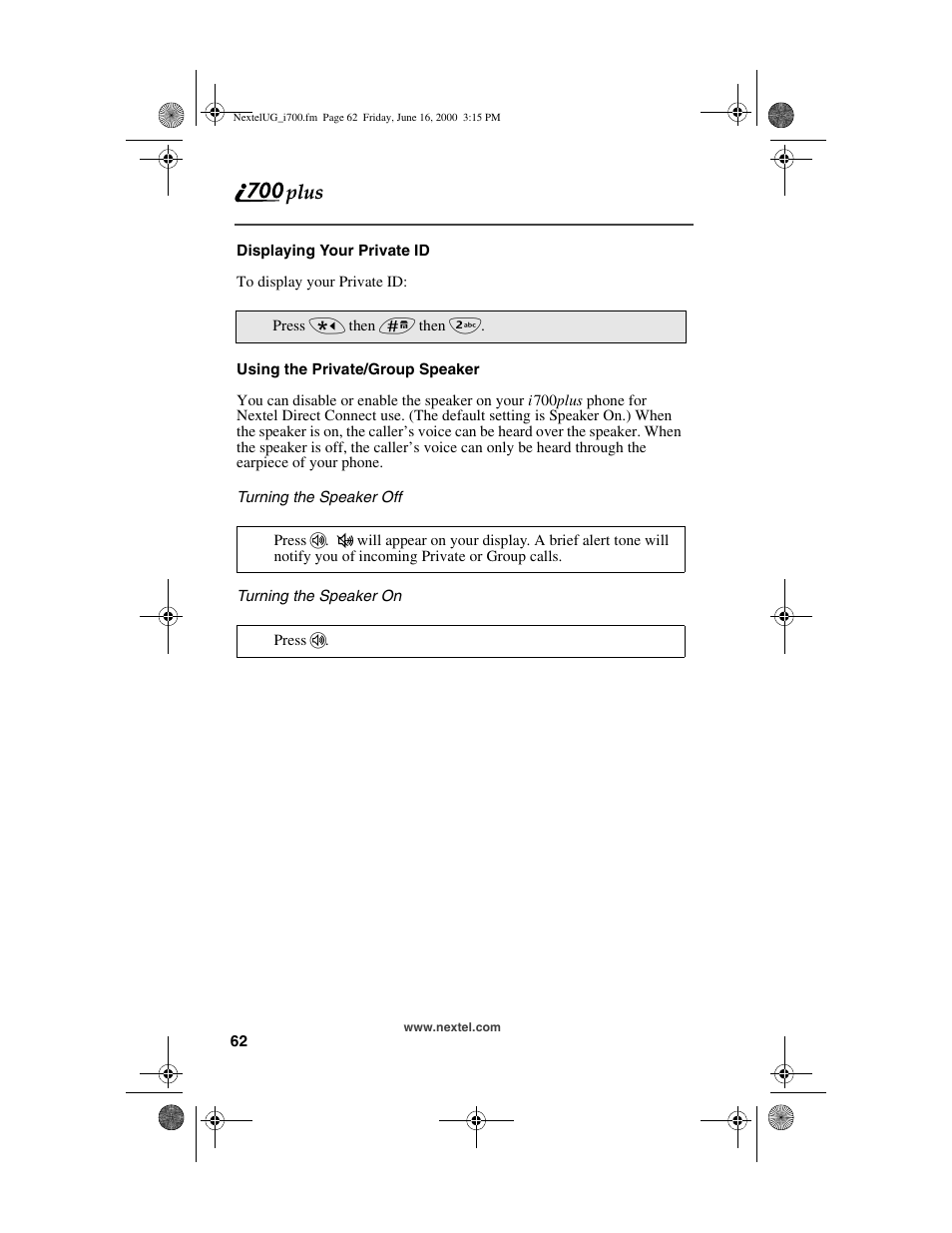 Nextel comm I700PLUS NTN9368-A User Manual | Page 70 / 140