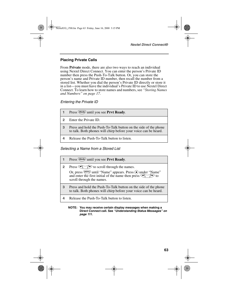 Nextel comm I700PLUS NTN9368-A User Manual | Page 71 / 140