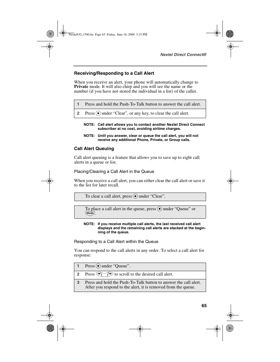 Nextel comm I700PLUS NTN9368-A User Manual | Page 73 / 140