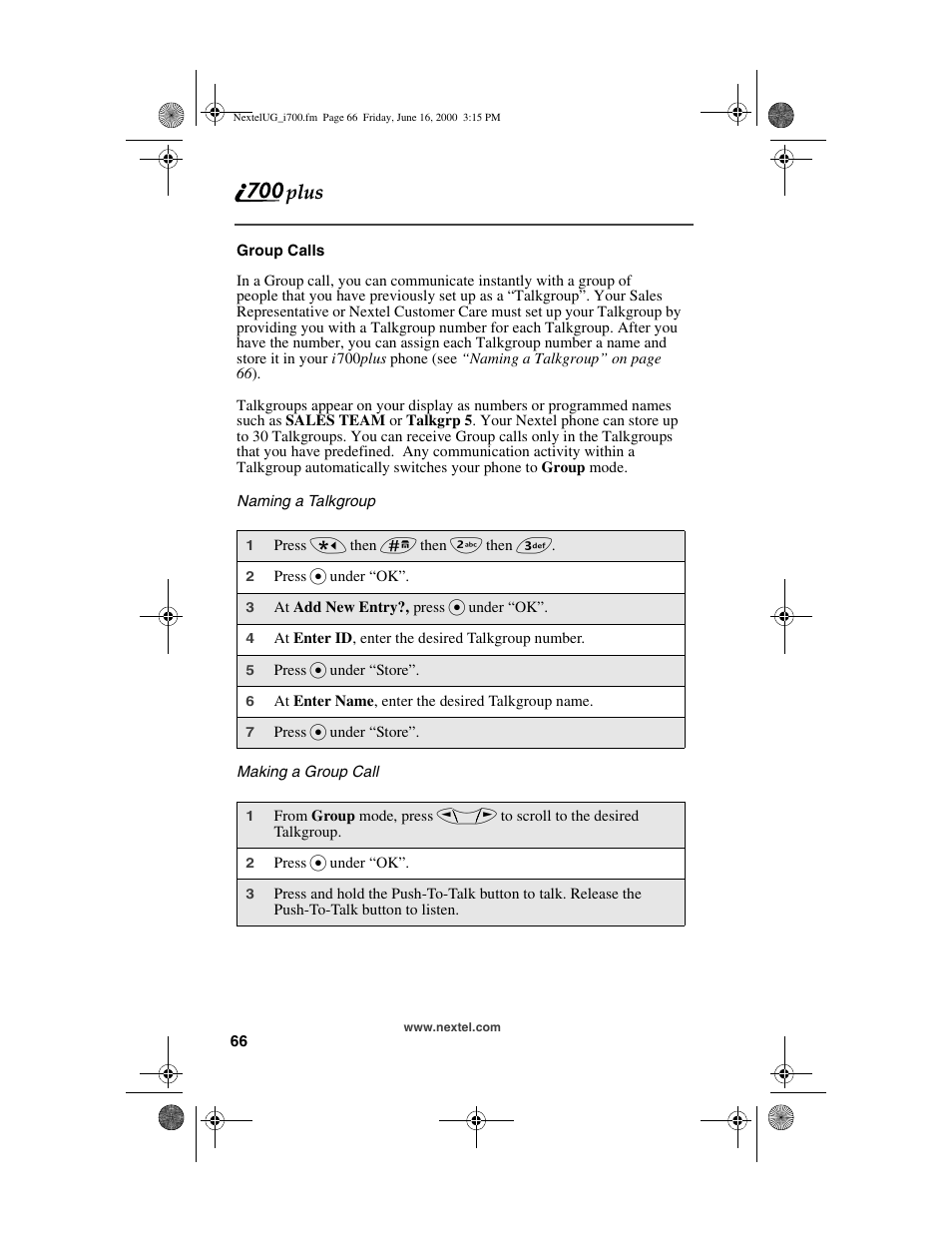 Nextel comm I700PLUS NTN9368-A User Manual | Page 74 / 140