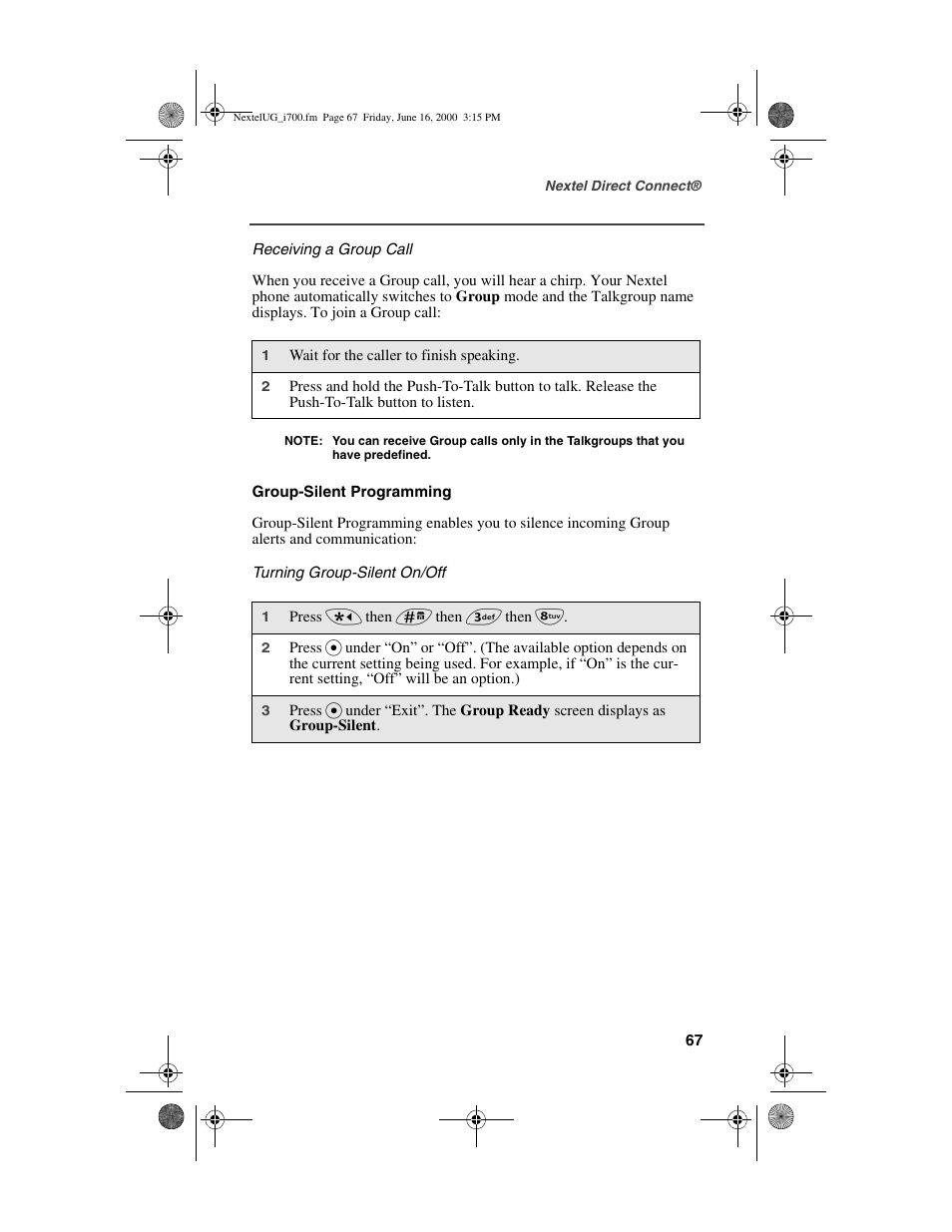 Nextel comm I700PLUS NTN9368-A User Manual | Page 75 / 140