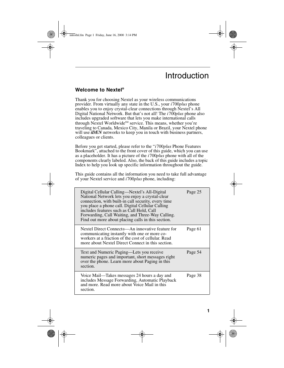 Introduction | Nextel comm I700PLUS NTN9368-A User Manual | Page 9 / 140