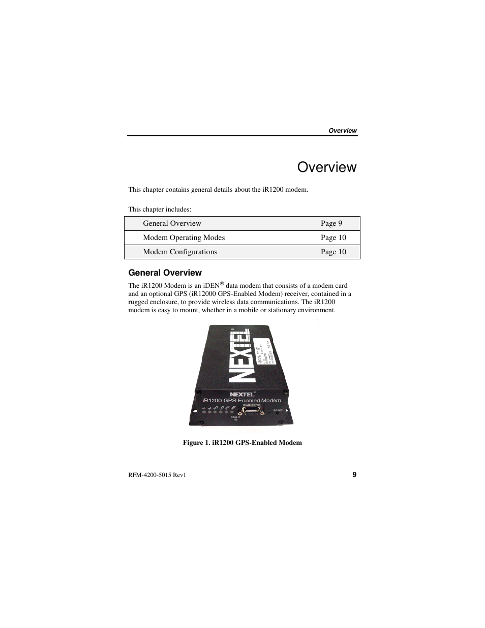 Overview | Nextel comm IR1200 User Manual | Page 17 / 70