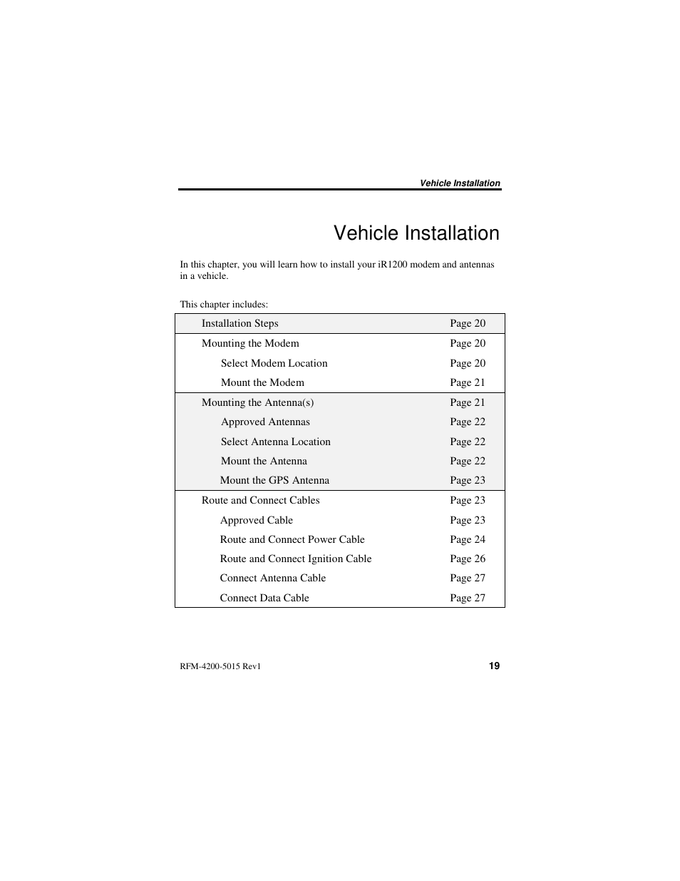 Vehicle installation | Nextel comm IR1200 User Manual | Page 27 / 70