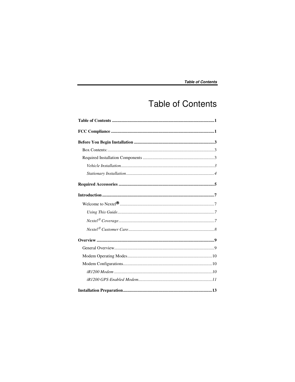 Nextel comm IR1200 User Manual | Page 3 / 70