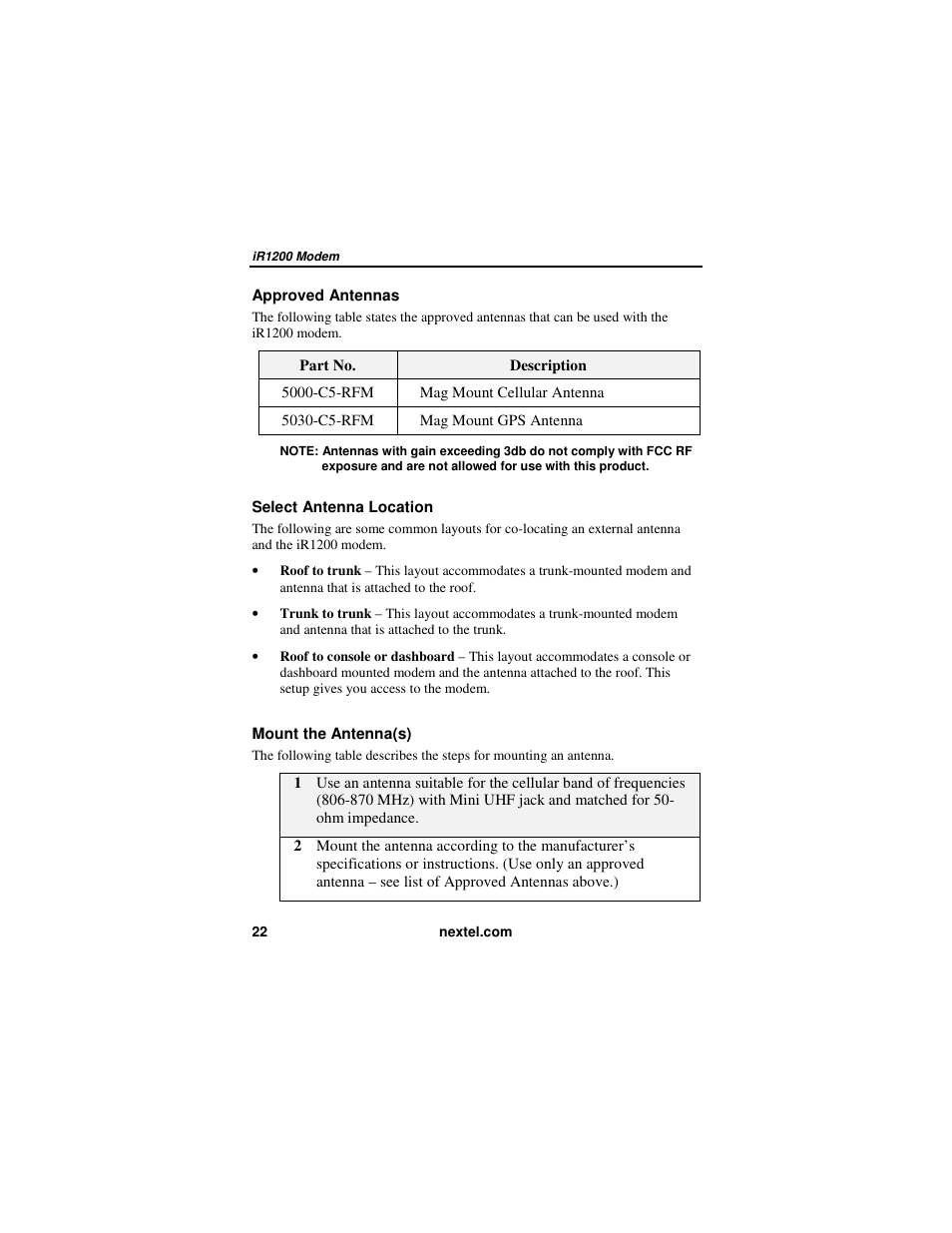 Nextel comm IR1200 User Manual | Page 30 / 70