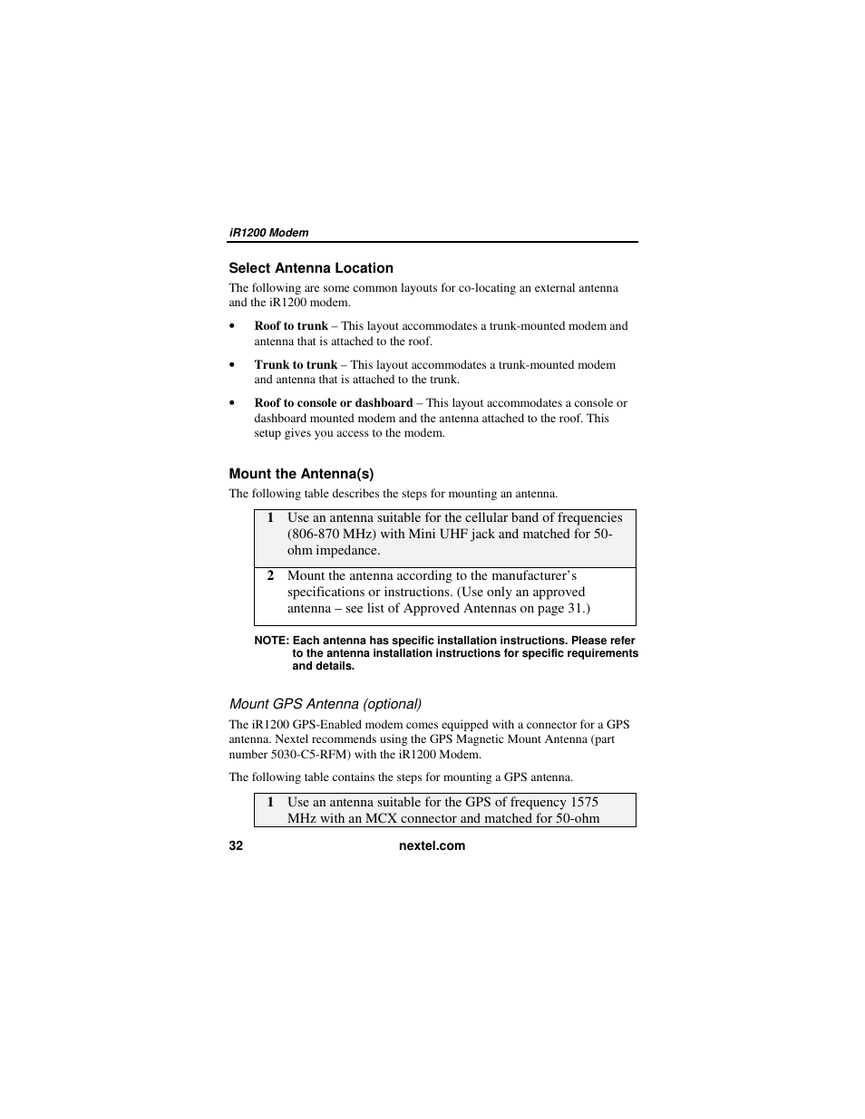 Nextel comm IR1200 User Manual | Page 40 / 70