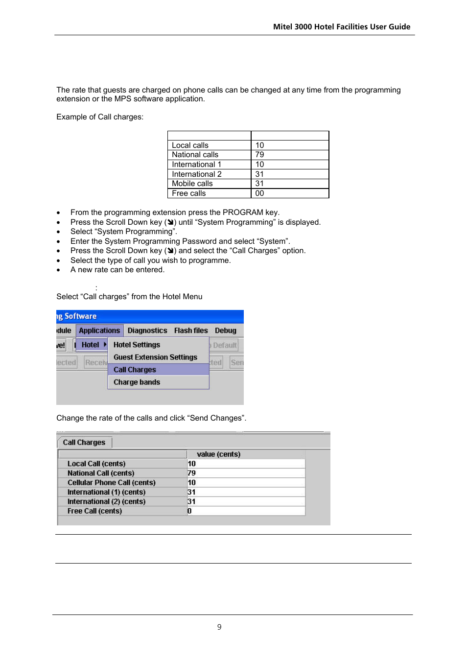 Setting the rates for call charges, Etting the rates for, Harges | Nextel comm 3000 User Manual | Page 11 / 24