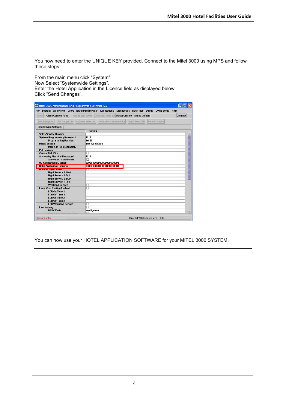 2) to activate the hotel application | Nextel comm 3000 User Manual | Page 6 / 24