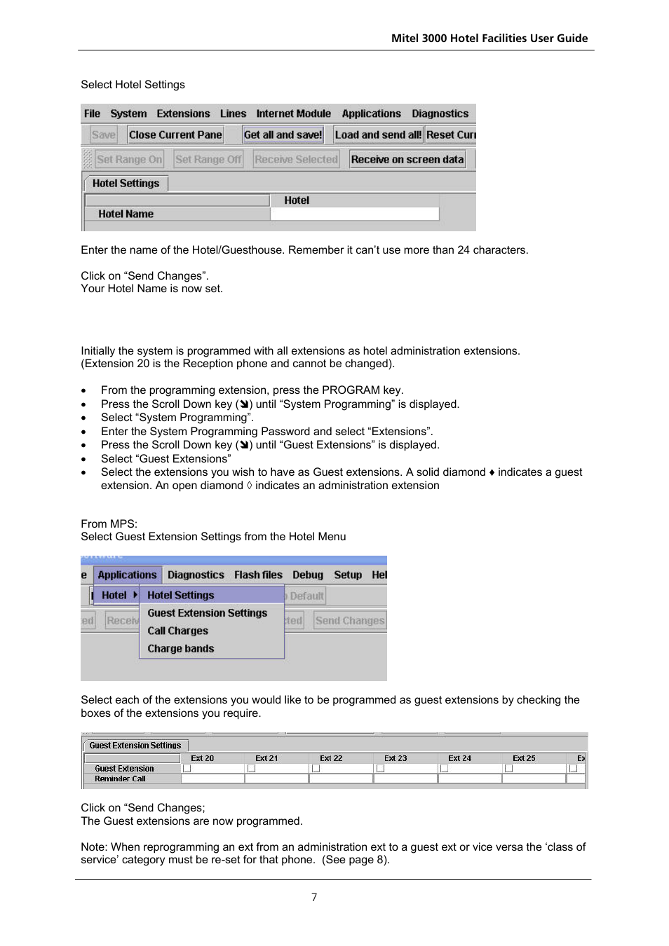 Defining administration and guest extensions, Efining, Dministration and | Uest extensions | Nextel comm 3000 User Manual | Page 9 / 24