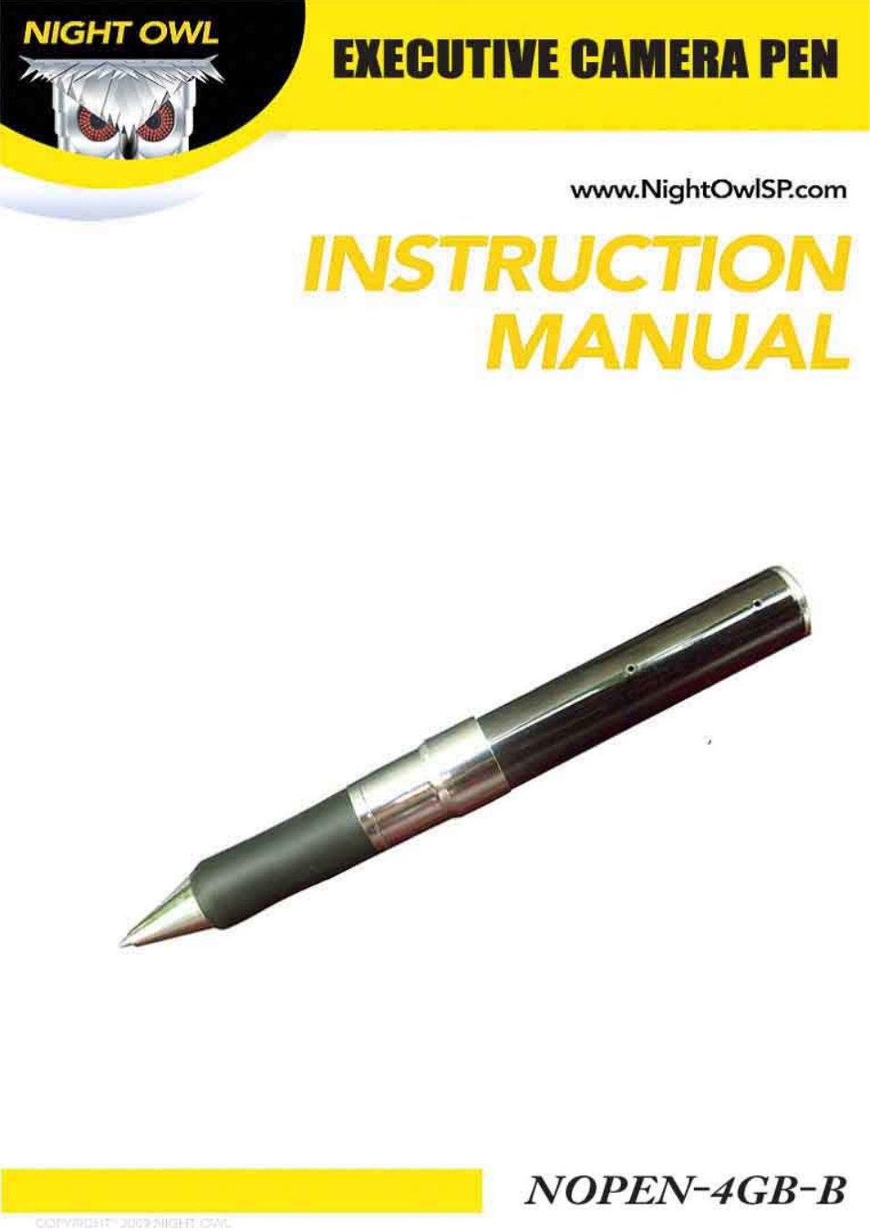 Night Owl Optics Executive Camera Pen NOPEN-4GB-B User Manual | 8 pages