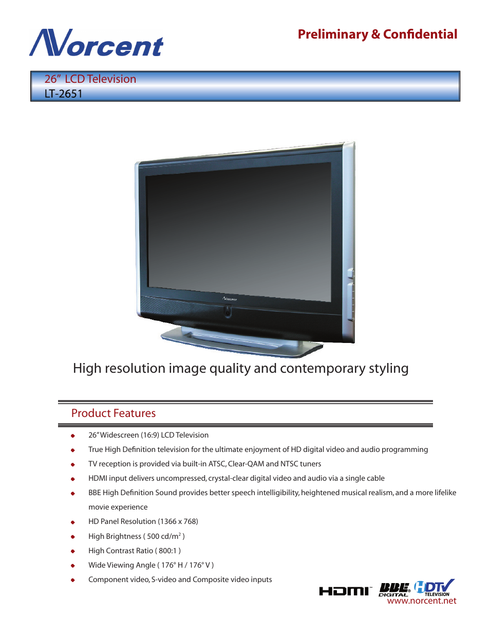 Norcent Technologies LT-2651 User Manual | 2 pages