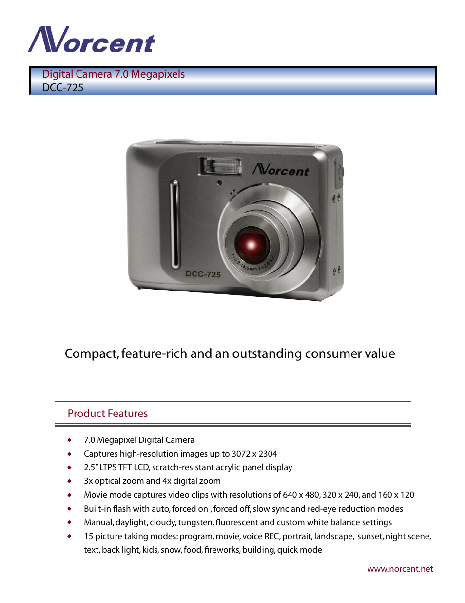 Norcent Technologies DCC-725 User Manual | 2 pages