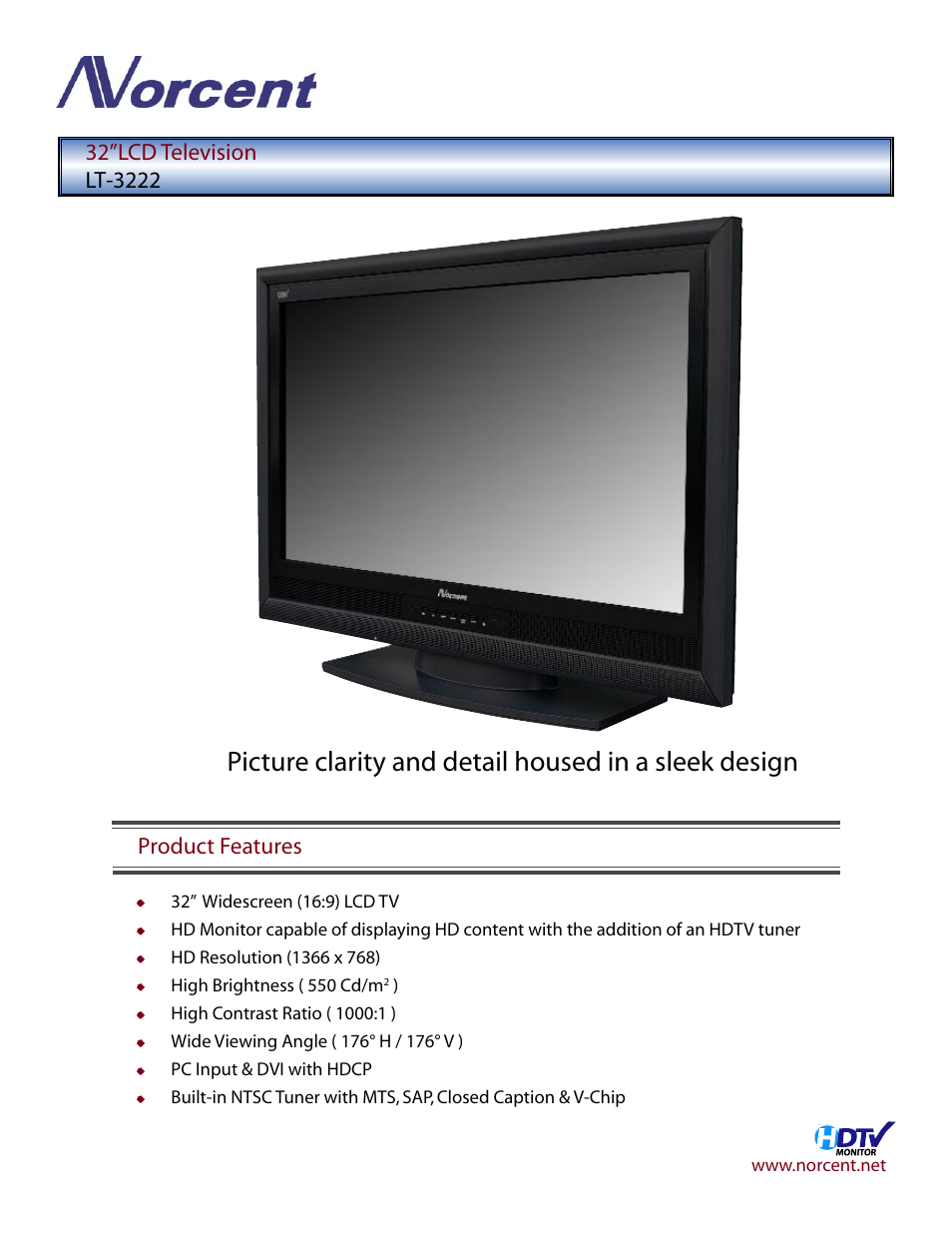 Norcent Technologies LT-3222 User Manual | 2 pages