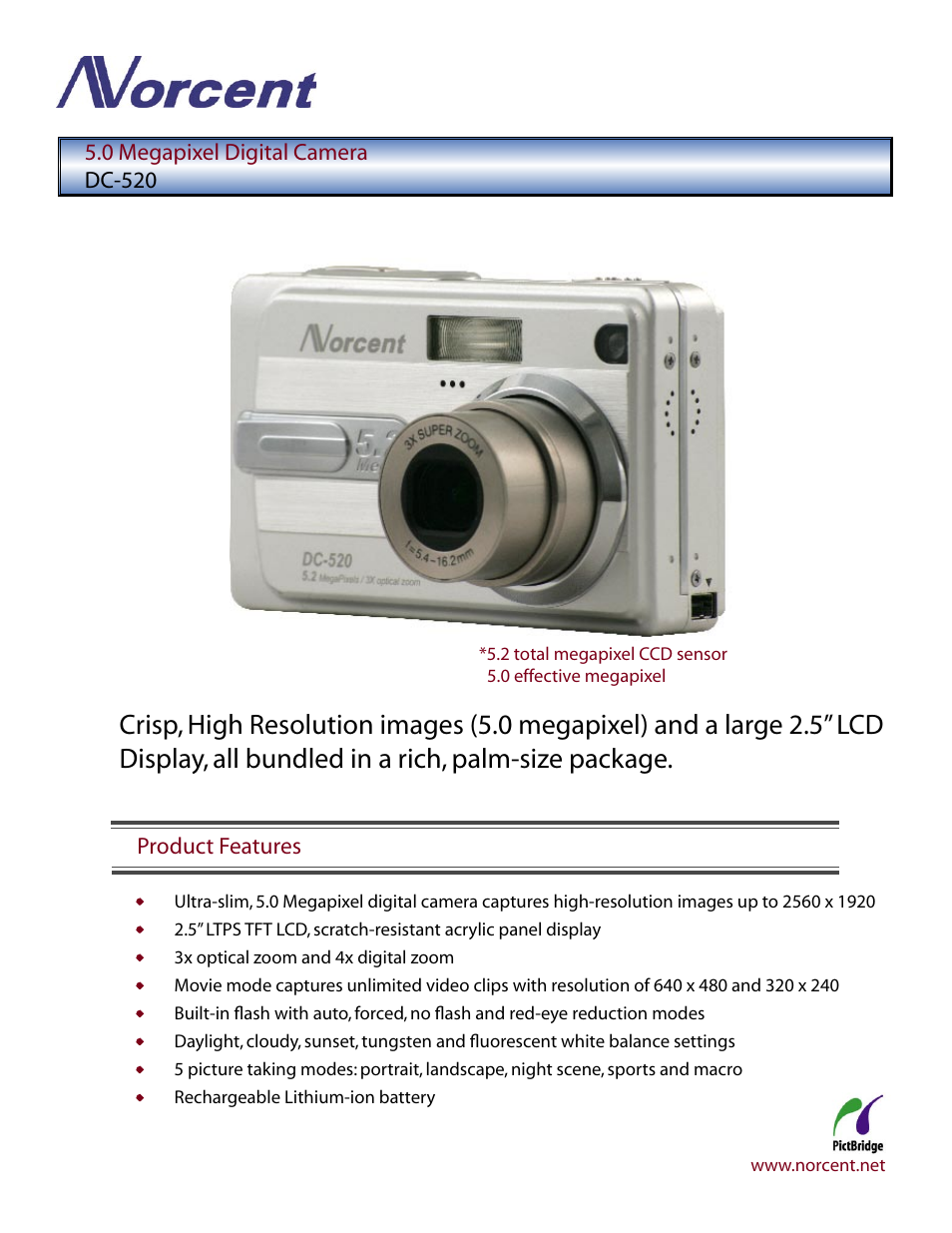 Norcent Technologies DC-520 User Manual | 2 pages