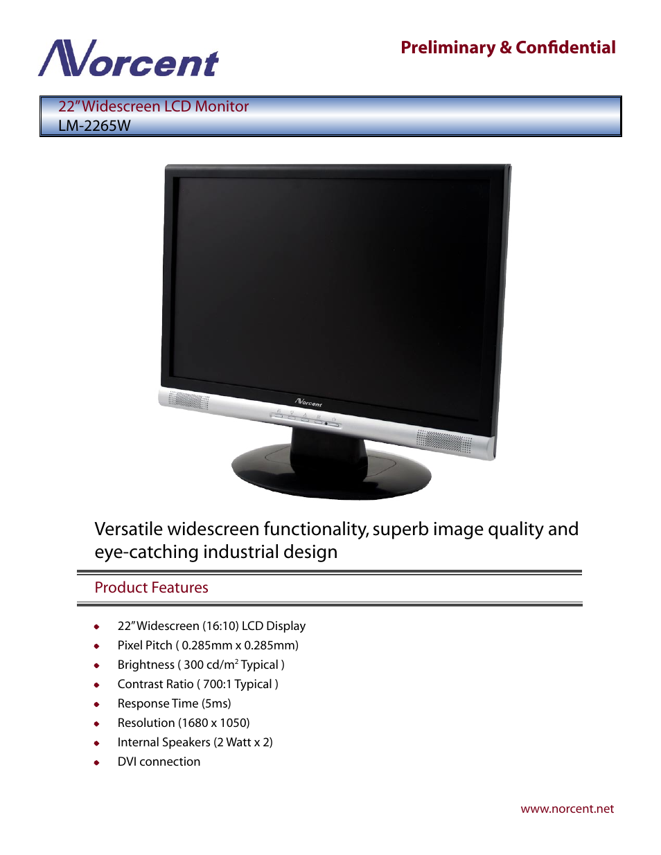 Norcent Technologies LM-2265W User Manual | 2 pages