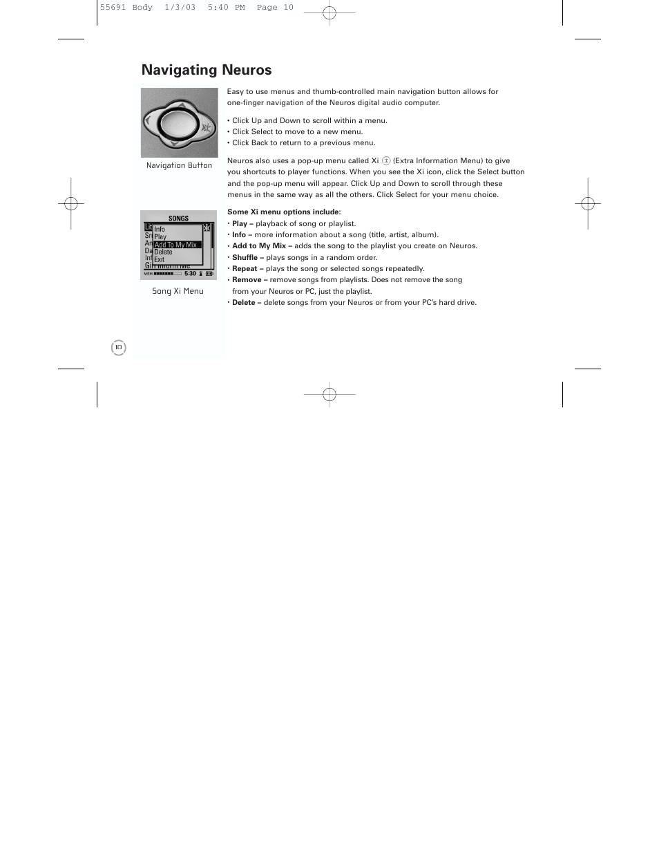 Navigating neuros | Neuros Audio MP3 DiGITAL AUDIO COMPUTER User Manual | Page 12 / 39