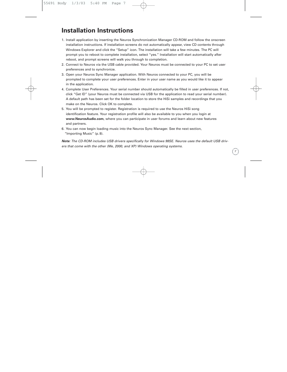 Installation instructions | Neuros Audio MP3 DiGITAL AUDIO COMPUTER User Manual | Page 9 / 39