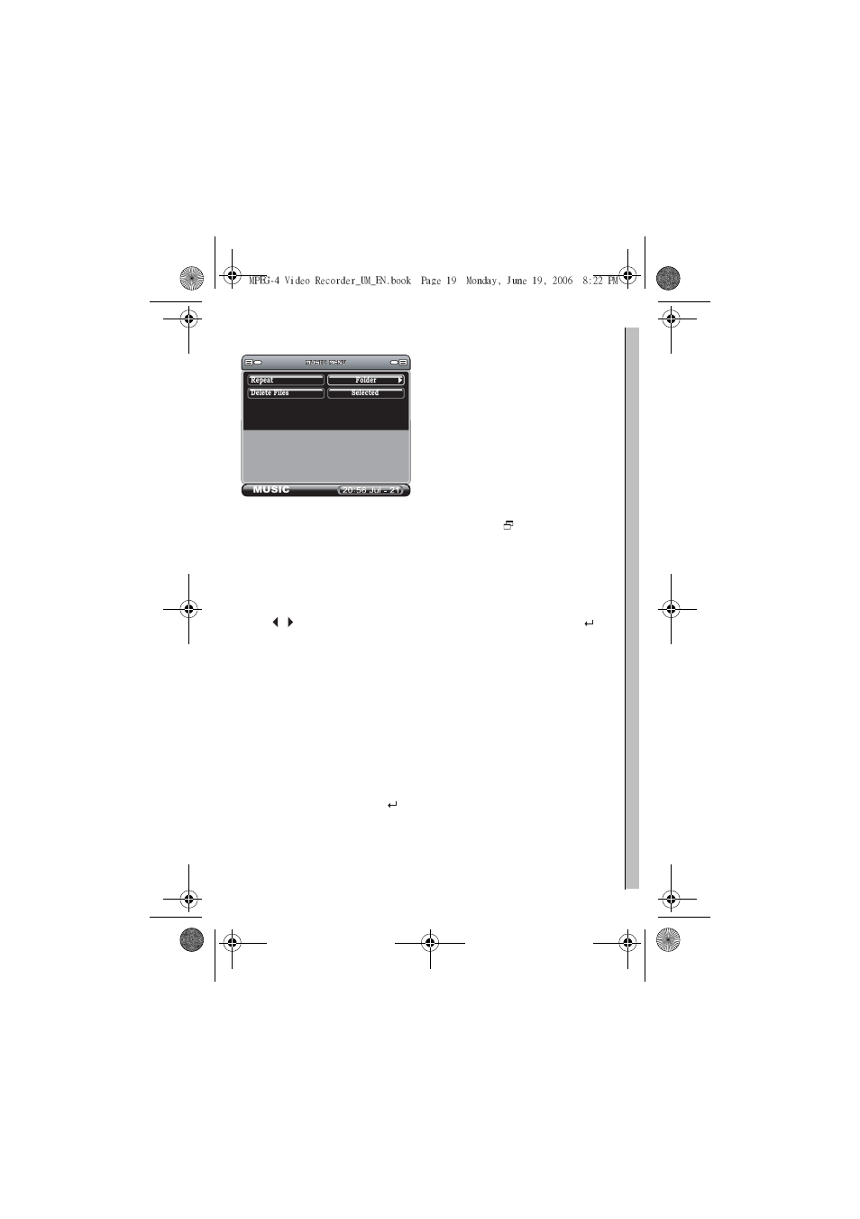 Setting menu for music, Delete | Neuros Audio MPEG-4 User Manual | Page 23 / 58