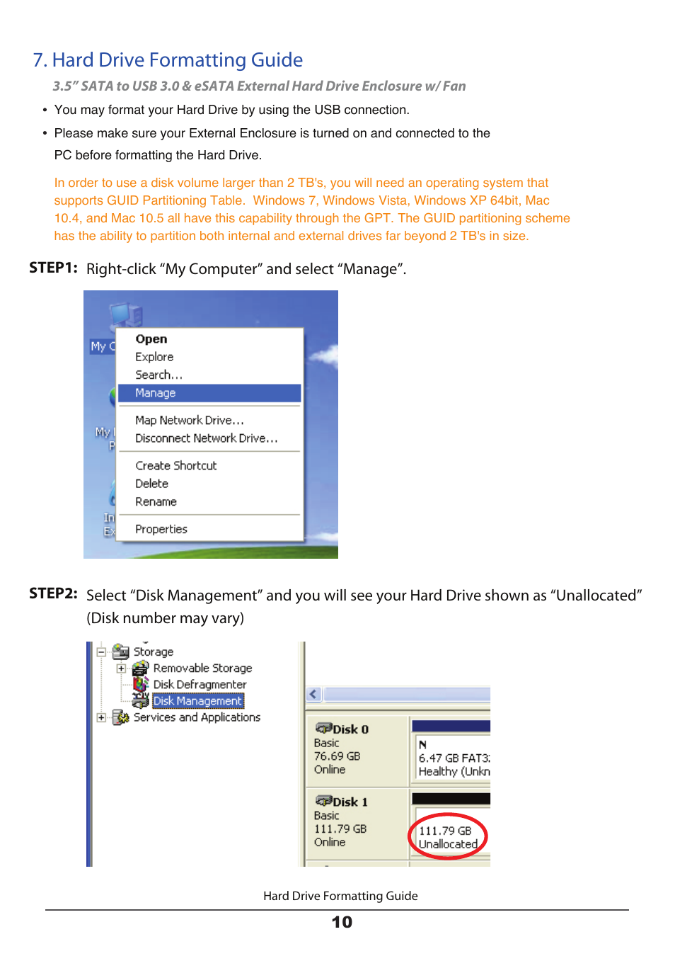 Hard drive formatting guide | Nexstar HX User Manual | Page 12 / 15