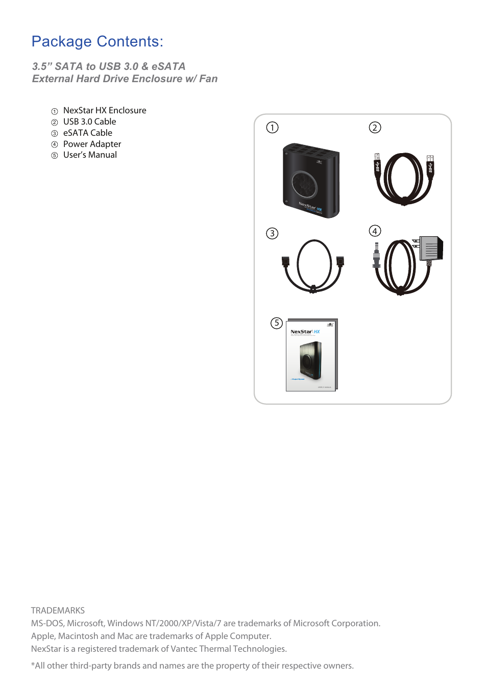 Package contents | Nexstar HX User Manual | Page 2 / 15