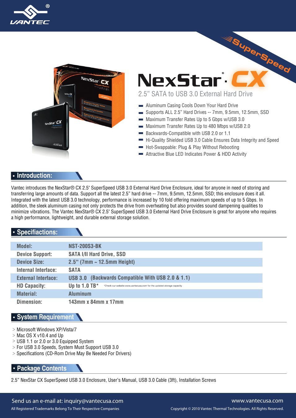 Nexstar NST-200S3-BK User Manual | 1 page