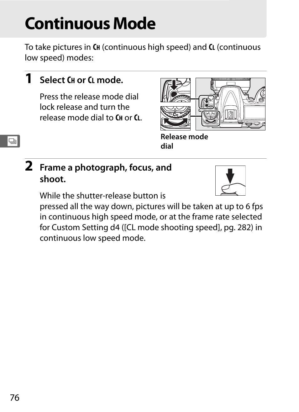 Continuous mode | Nikon D300 User Manual | Page 102 / 452