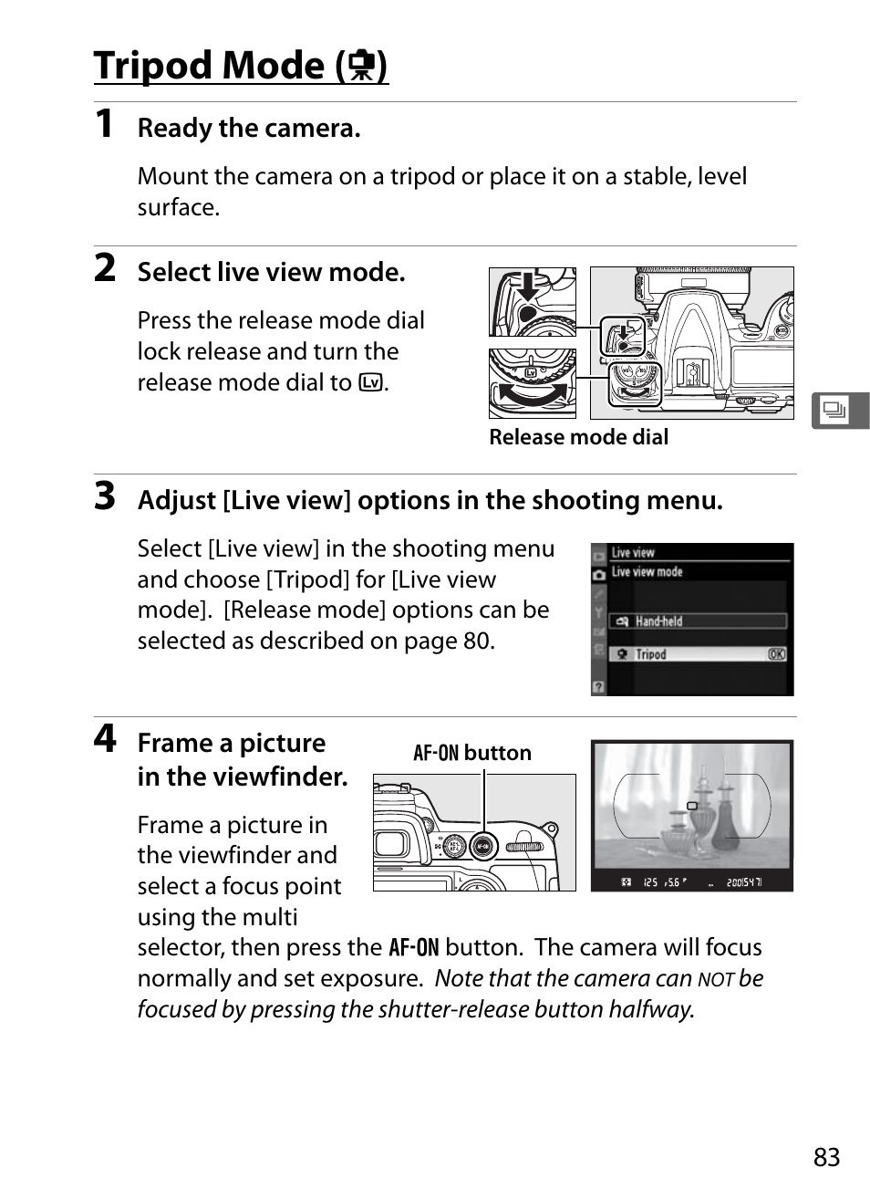 Tripod mode ( h ) | Nikon D300 User Manual | Page 109 / 452