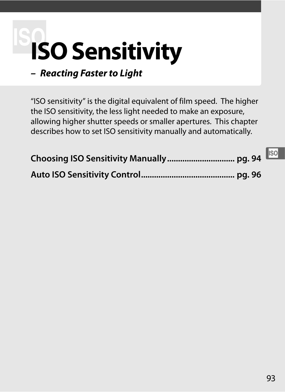 Iso sensitivity | Nikon D300 User Manual | Page 119 / 452