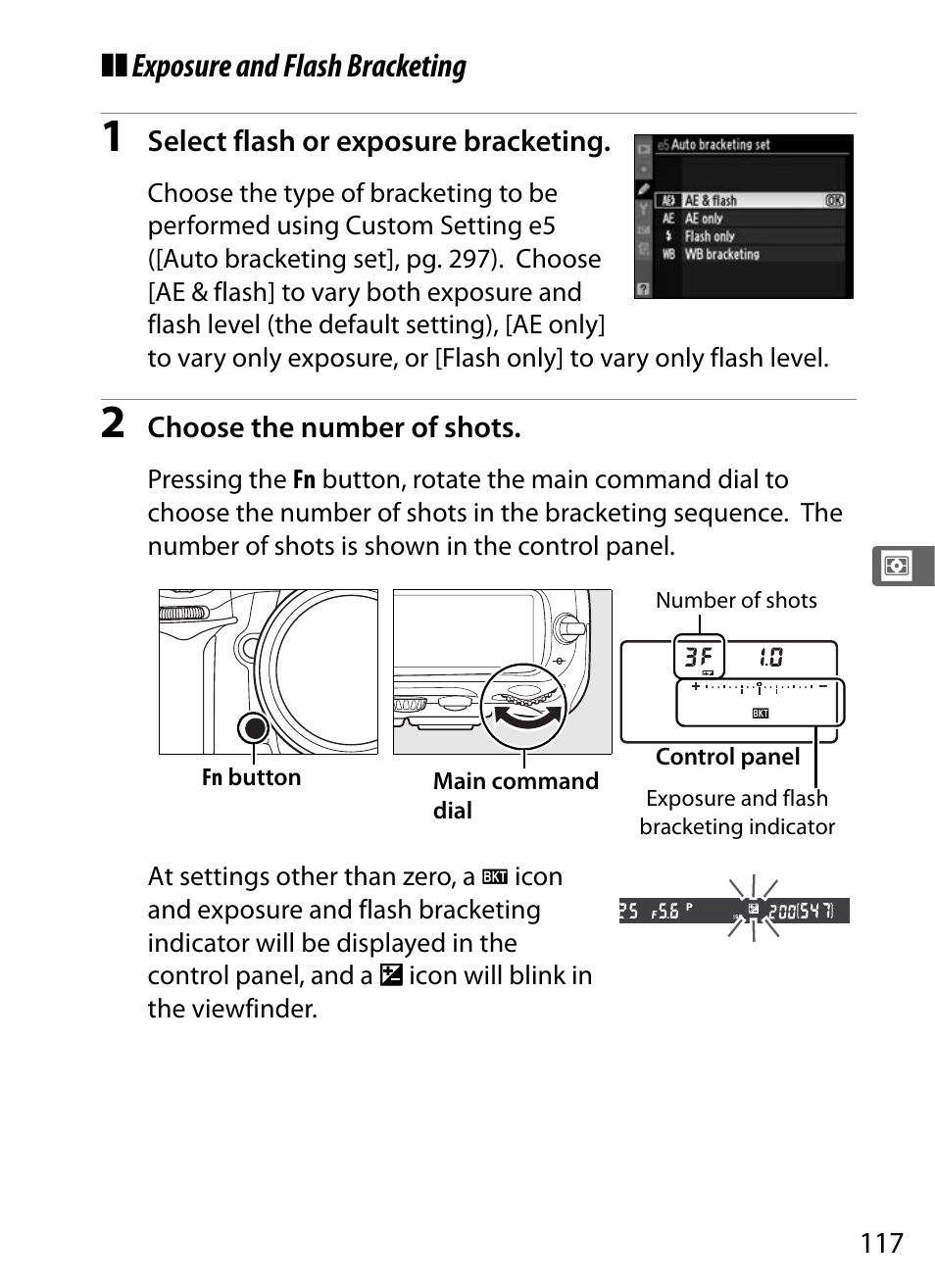 Exposure and flash bracketing | Nikon D300 User Manual | Page 143 / 452