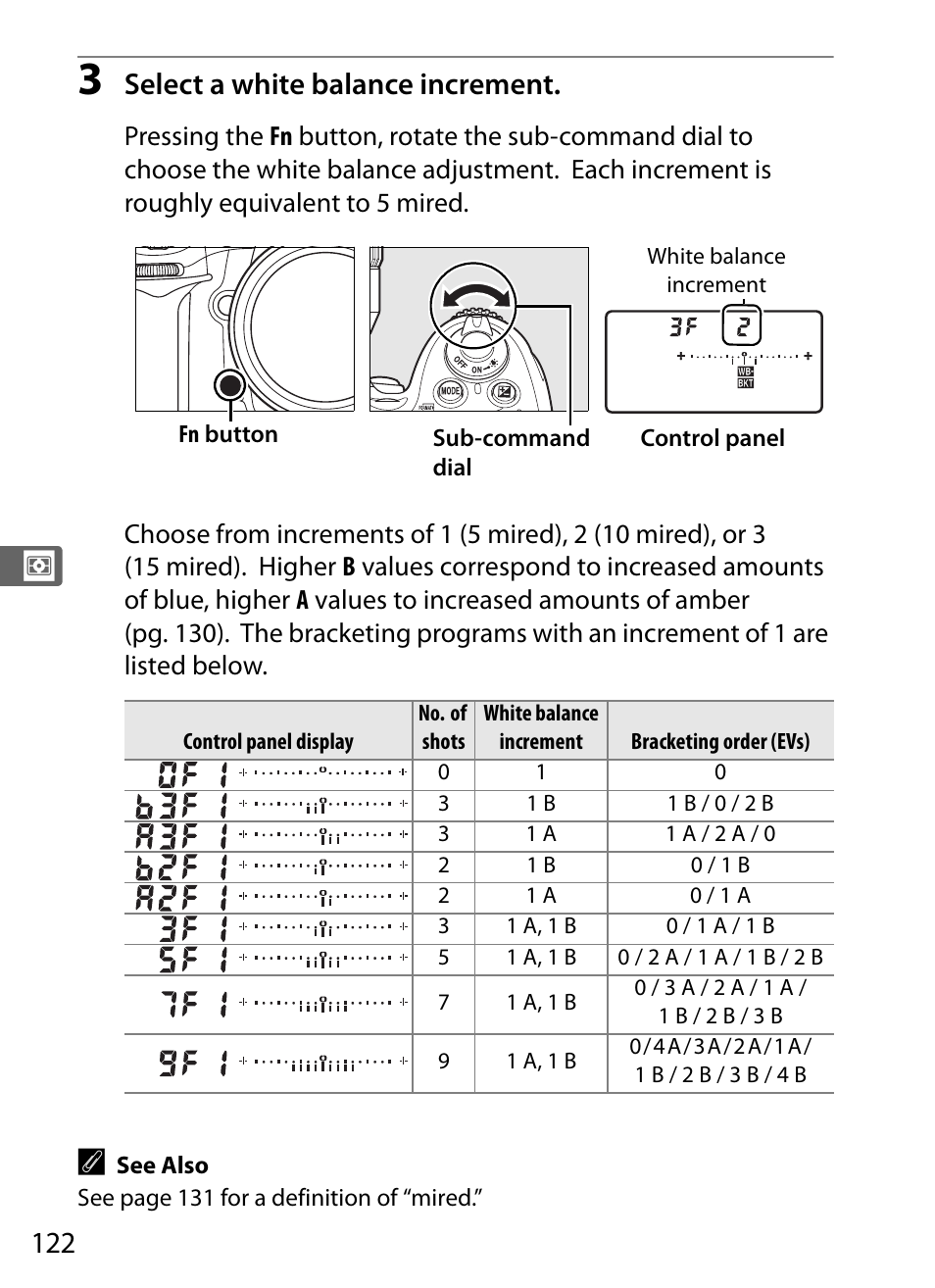 Select a white balance increment | Nikon D300 User Manual | Page 148 / 452