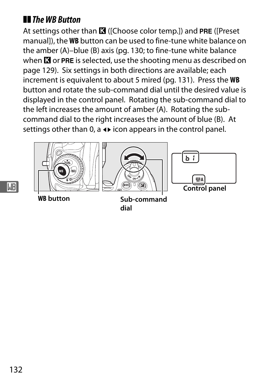 The wb button | Nikon D300 User Manual | Page 158 / 452