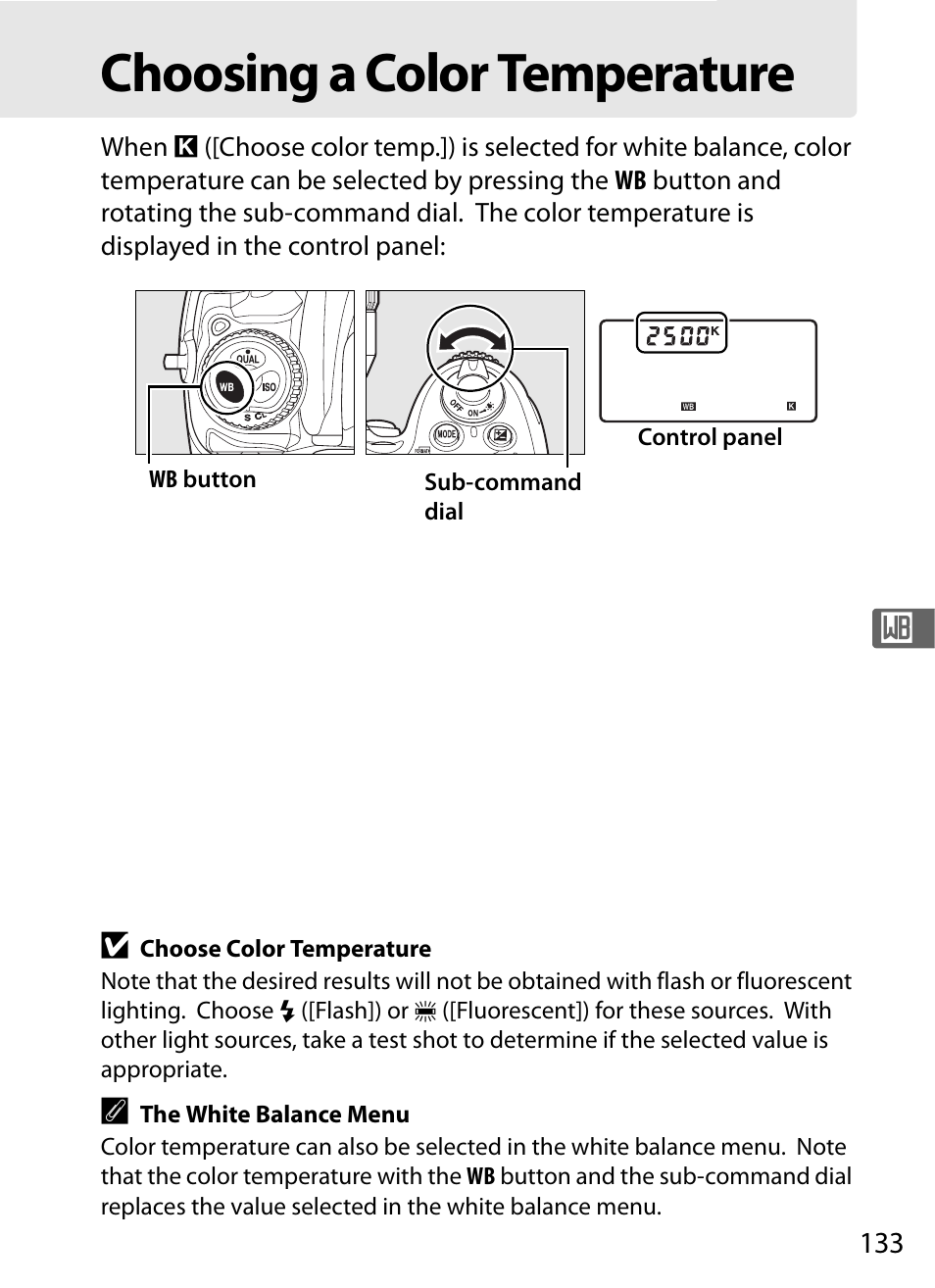 Choosing a color temperature | Nikon D300 User Manual | Page 159 / 452