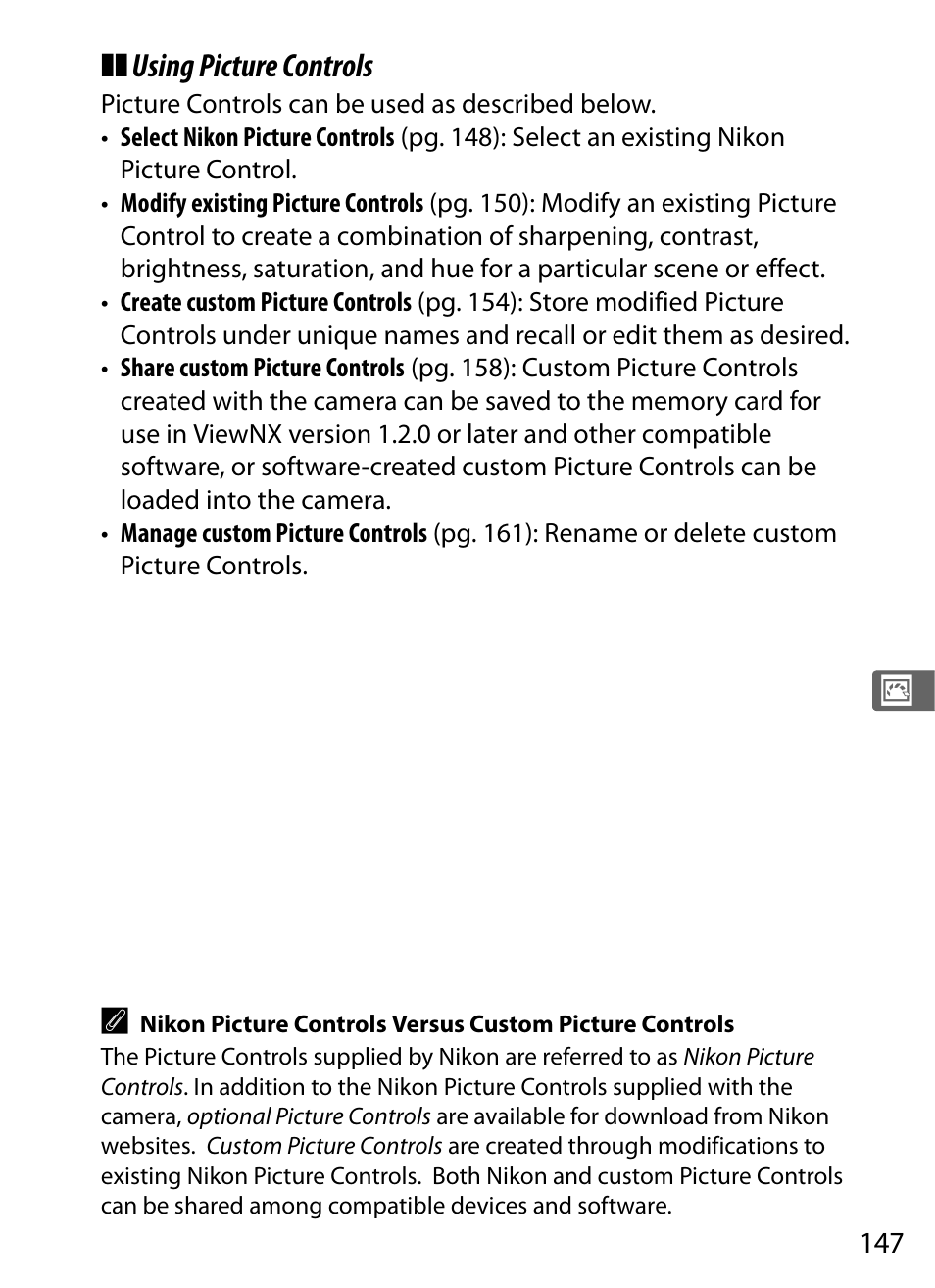 Using picture controls | Nikon D300 User Manual | Page 173 / 452