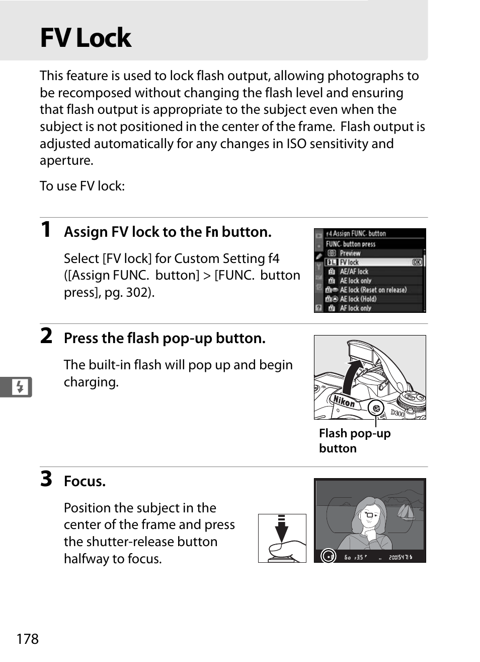 Fv lock | Nikon D300 User Manual | Page 204 / 452