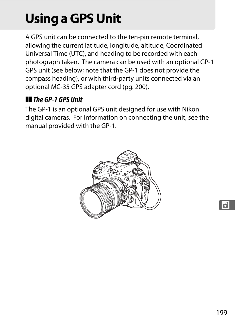 Using a gps unit | Nikon D300 User Manual | Page 225 / 452