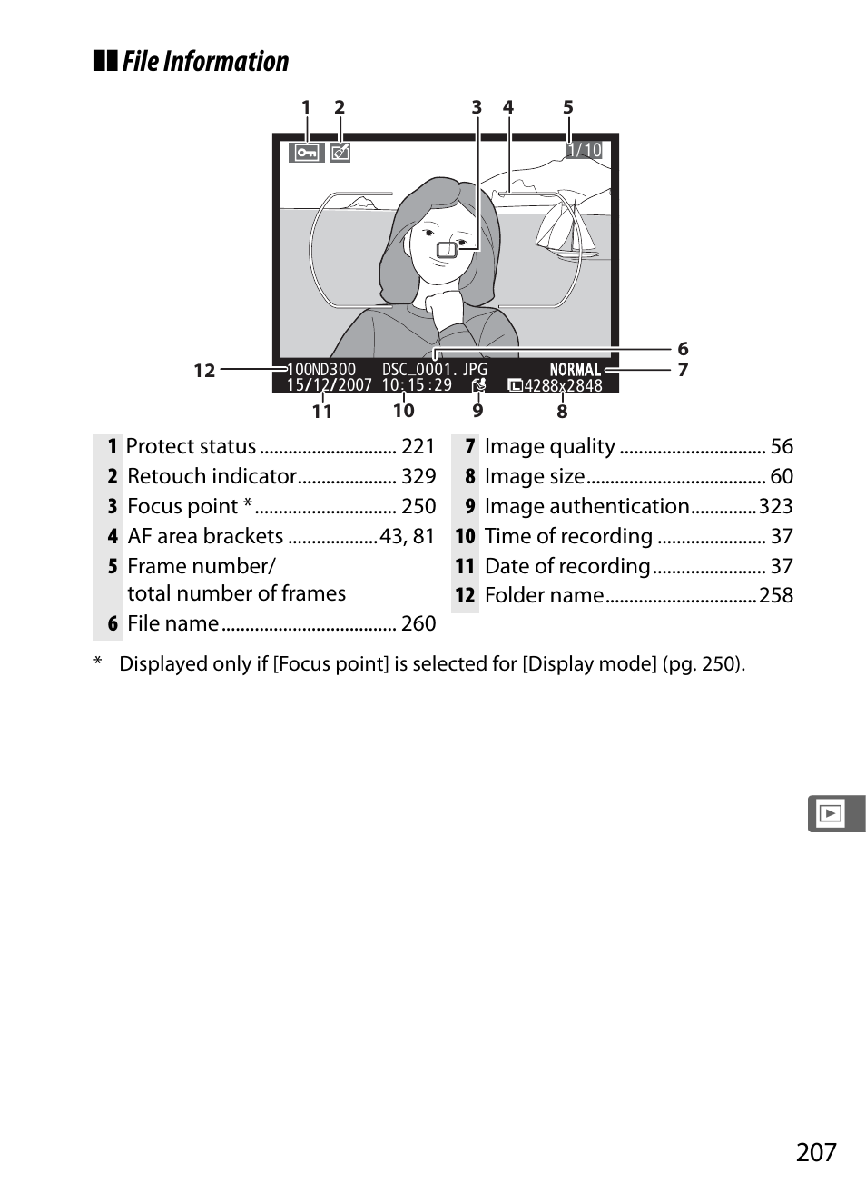 File information | Nikon D300 User Manual | Page 233 / 452