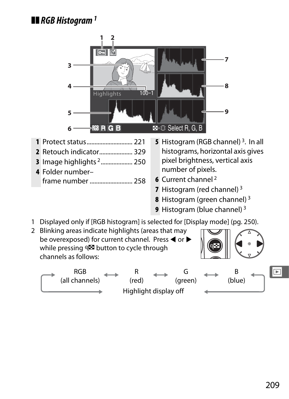 Rgb histogram | Nikon D300 User Manual | Page 235 / 452
