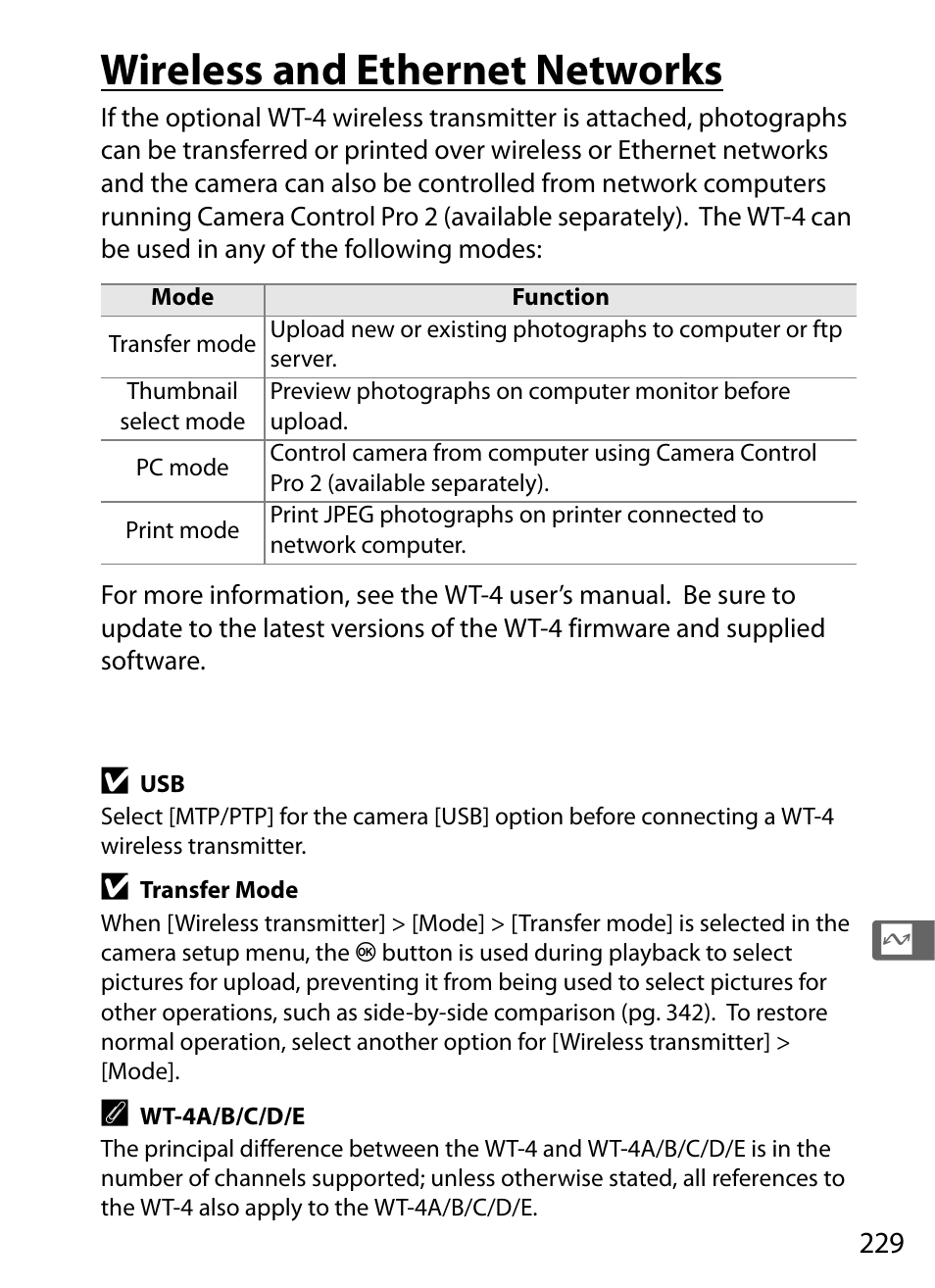 Wireless and ethernet networks | Nikon D300 User Manual | Page 255 / 452