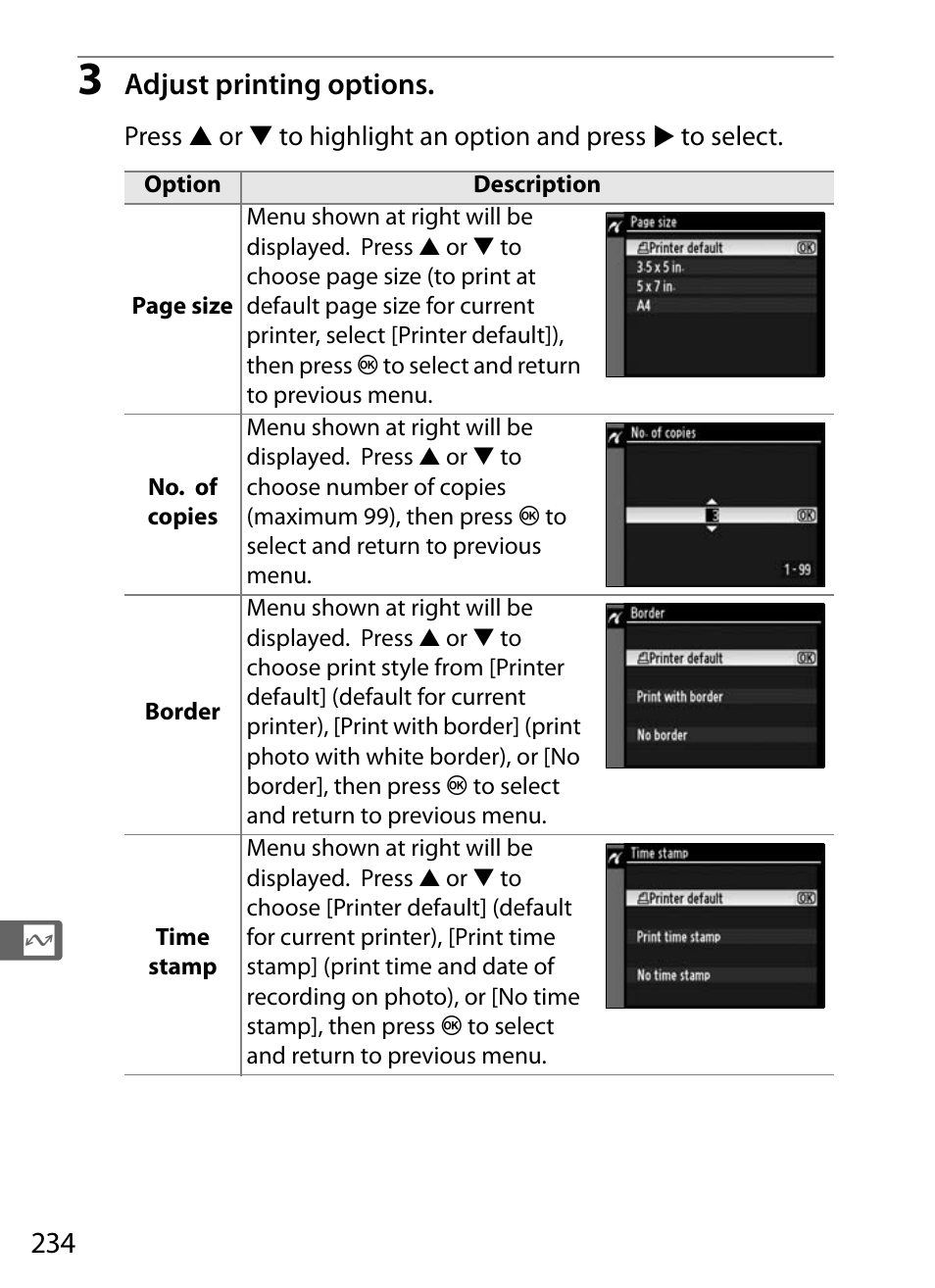 Adjust printing options | Nikon D300 User Manual | Page 260 / 452