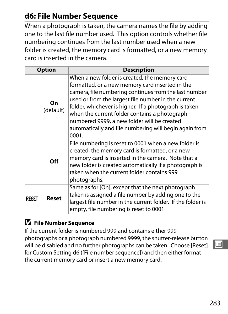 D6: file number sequence | Nikon D300 User Manual | Page 309 / 452