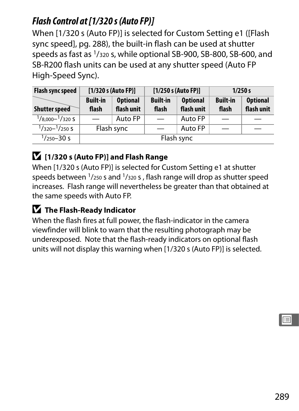 Flash control at [1/320 s (auto fp) | Nikon D300 User Manual | Page 315 / 452