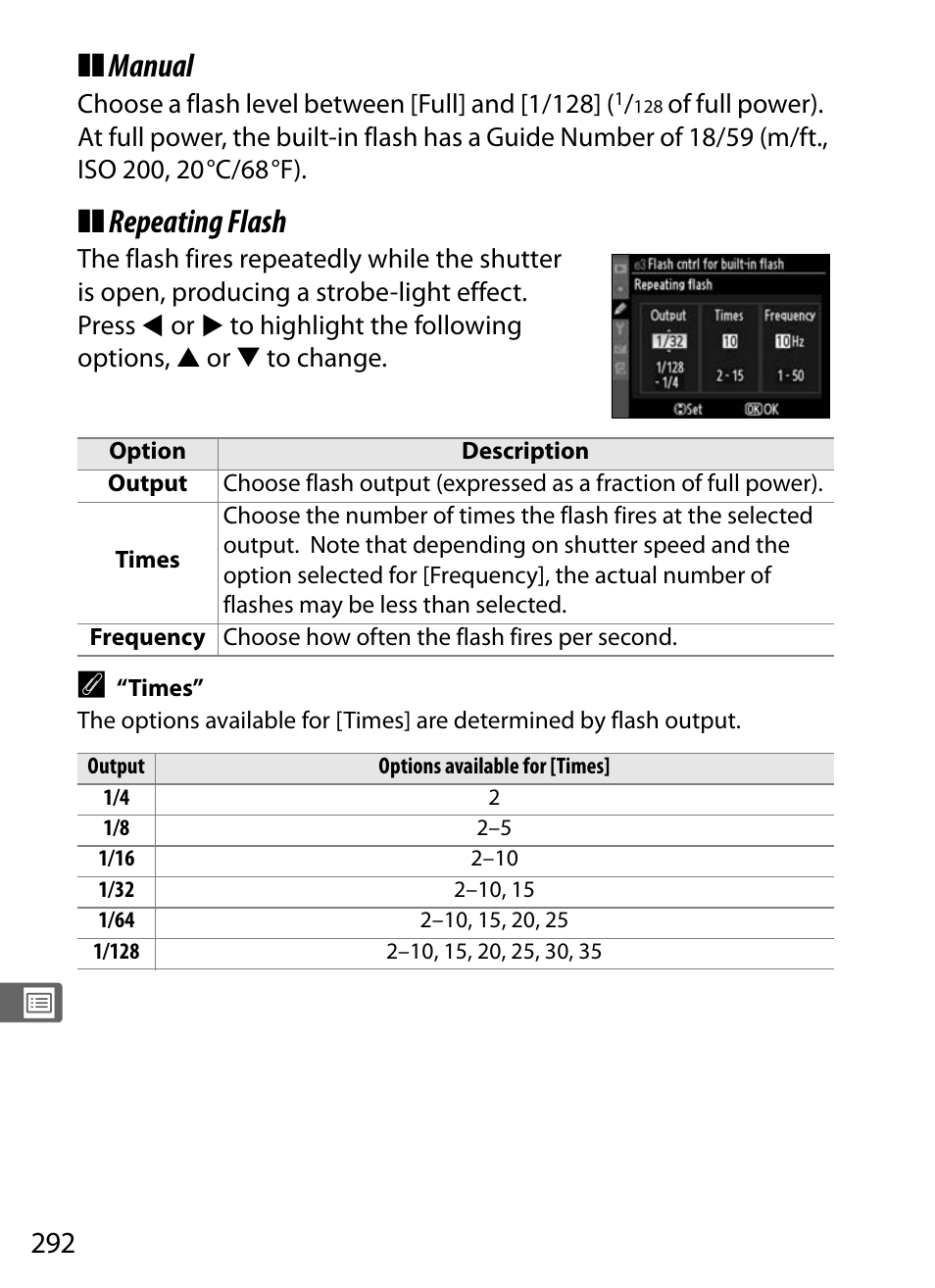 Manual, Repeating flash | Nikon D300 User Manual | Page 318 / 452