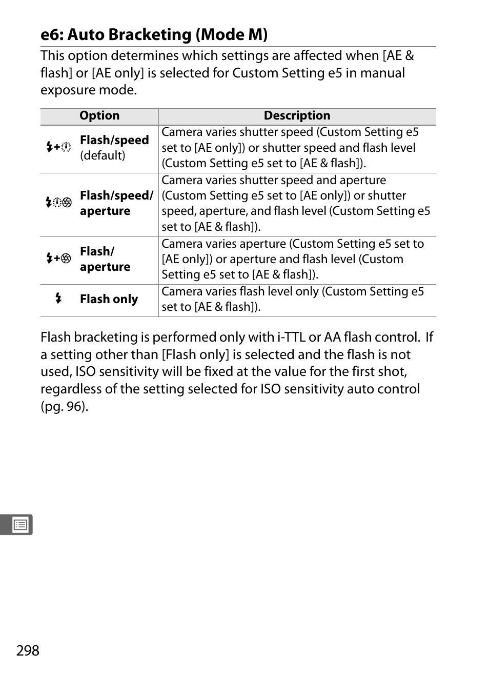 E6: auto bracketing (mode m) | Nikon D300 User Manual | Page 324 / 452