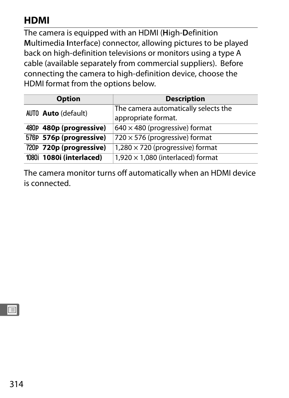 Hdmi | Nikon D300 User Manual | Page 340 / 452