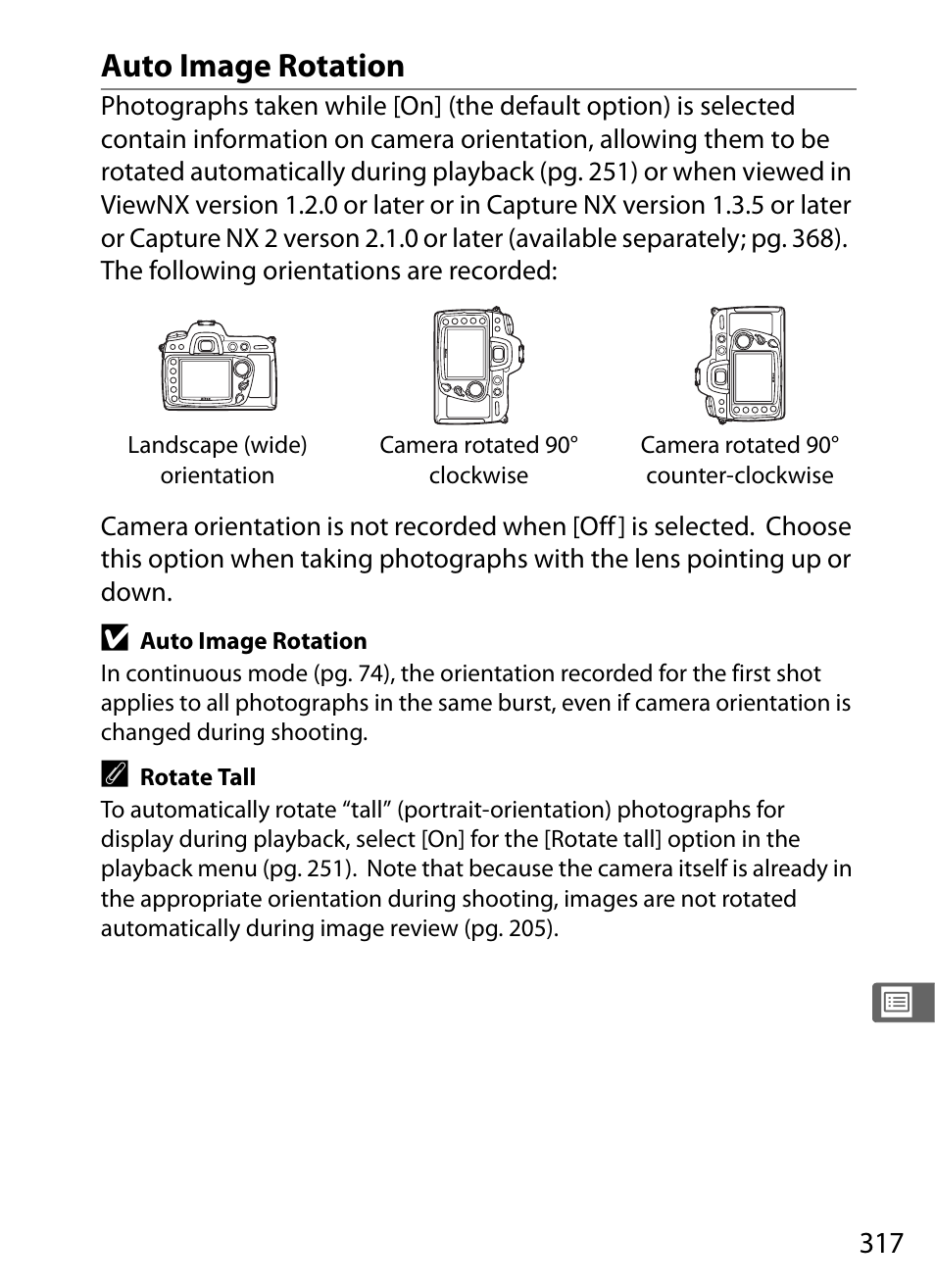 Auto image rotation | Nikon D300 User Manual | Page 343 / 452